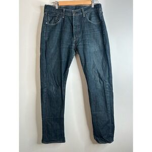 Levi's 501 Button Fly Jeans Dark Wash Mens W33 L32 Straight Leg Denim Classic
